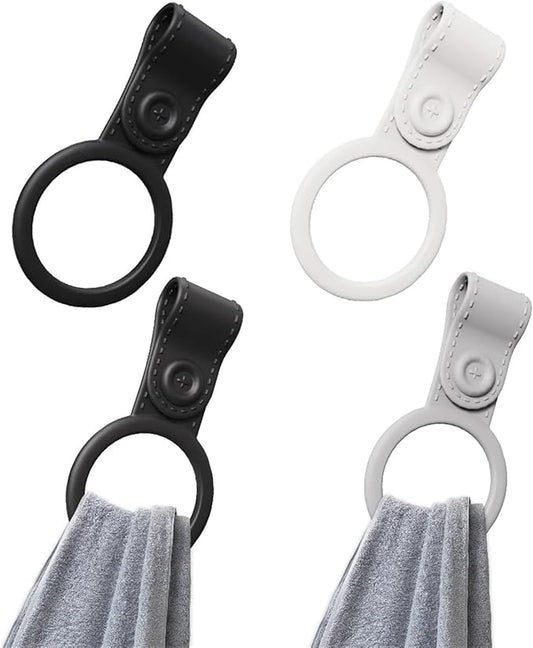 12pcs Silicone Kitchen Towel Holder, Hanging Towels; Dish for Cabinet, Oven, Stove, Sink Durable(Black)
