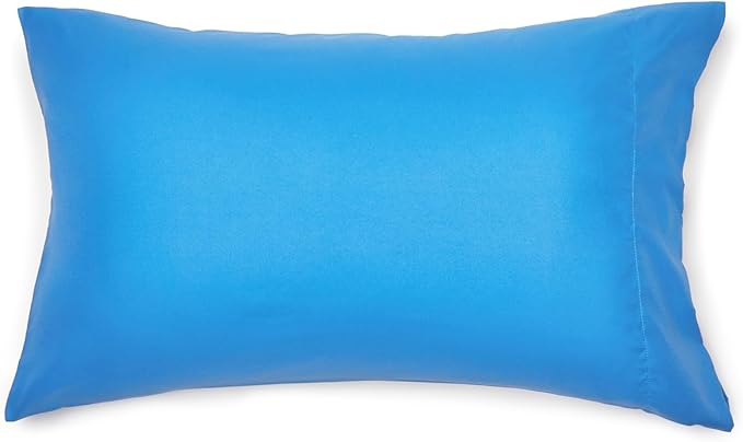 Amazon Basics 7-Piece Soft, Easy-Wash Microfiber Kid's Bed-in-a-Bag Bedding Set with Sheet and Comforter, Full/Queen, Blue, Soft Solid