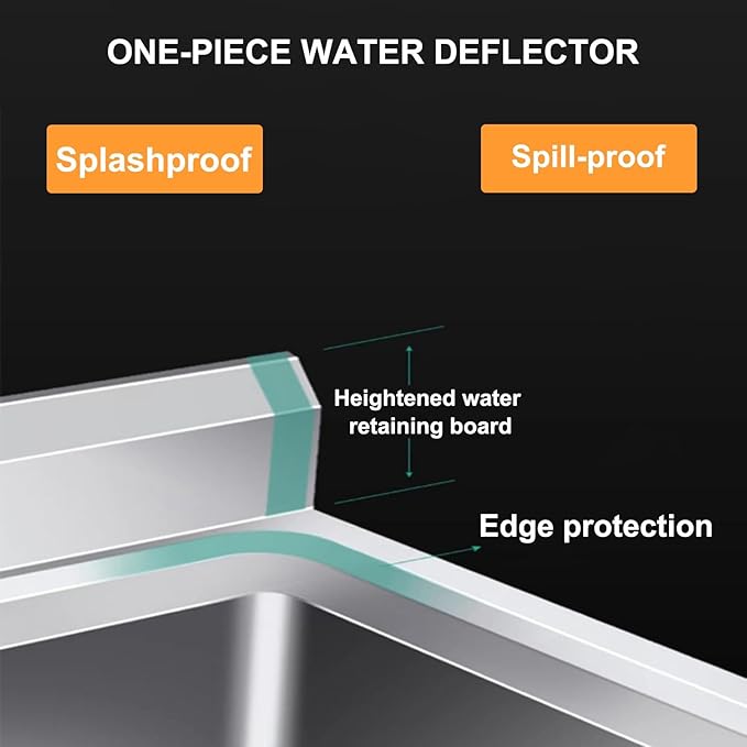 Utility Sink Free Standing Single Bowl, Restaurant Kitchen Sink with Cold and Hot Water Pipe, Stainless Steel Industrial Sink, for Laundry Room Bathroom Farmhouse