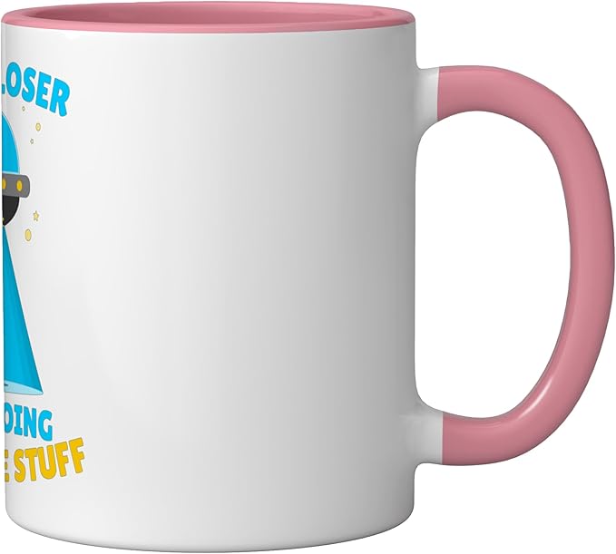 Get in, Loser We're Doing Bunghole Stuff Funny Alien Ceramic Mug, Pink/White