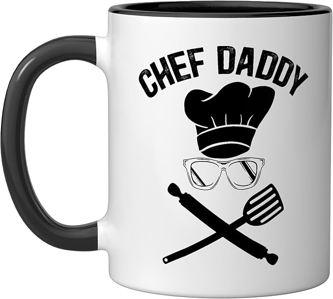 Chef Daddy Best Dad Ever Culinary Cooking Baking Fathers Day Ceramic Mug, Black/White