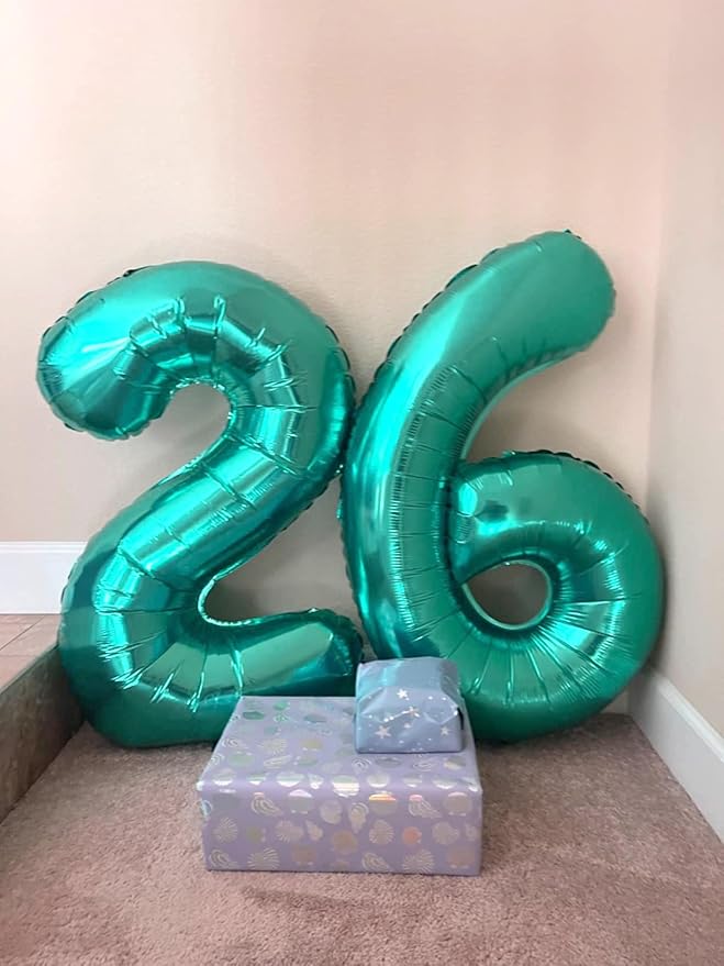 Balloon Numbers 40 Inch 5 Ballon for 5th Birthday Decorations, 15 25 35 50 Big Blue-green Number Balloons for Wedding Photo Shoot Party Decor