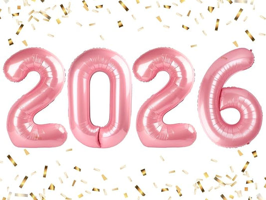 2026 Balloon Pearl Pink Happy New Years Eve Party Decoration, 40 Inch Number Balloons for 26 20 Wedding Anniversaries Singles Party, Girls and Boys