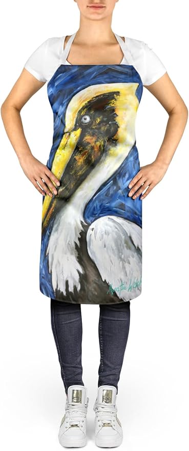 Caroline's Treasures Fierce Pelican Apron Cooking Kitchen Server Baking Crafts Gardening for Adult Women Men, Unisex, Large, Multicolor
