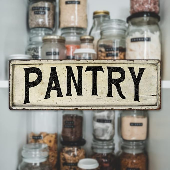 PANTRY Sign Farmhouse Signs Wall Decor Art Country Decorations Rustic Vintage Home Tin Plaque Kitchen Gift 6 x 18 Matte Finish Metal 106180028237