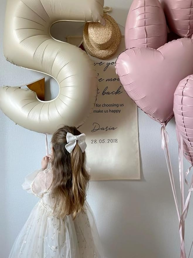 Balloon Numbers 40 Inch 5 Ballon for 5th Birthday Decorations, 15 25 35 50 Big Beige Number Balloons for Wedding Photo Shoot Party Decor