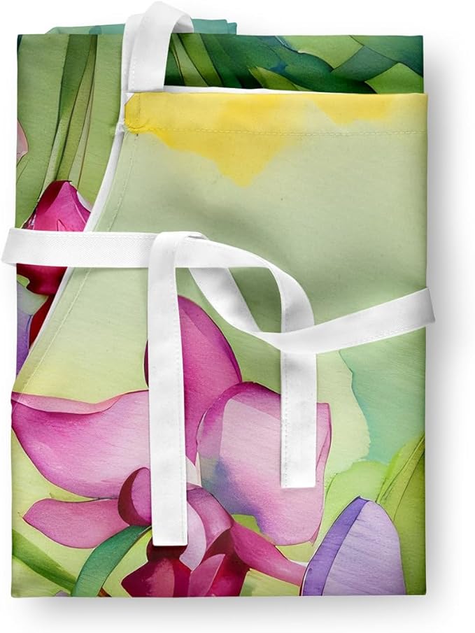 Caroline's Treasures Orchids in Watercolor Apron Cooking Kitchen Server Baking Crafts Gardening for Adult Women Men, Unisex, Large, Multicolor