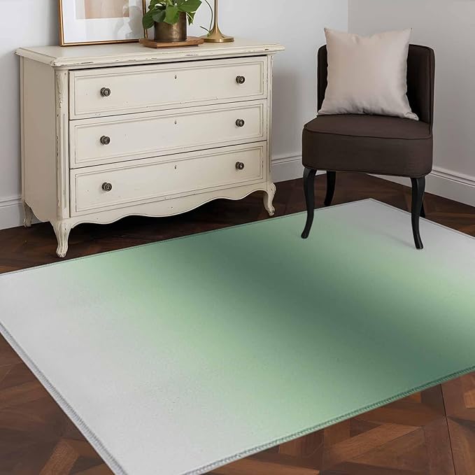Area Rug 3x5ft, Rat Tail Green Gray Gradual Washable Rugs for Living Room Bedroom, Abstract Art Soft Non-Slip Area Rugs Rectangle Floor Carpet for Dining Room