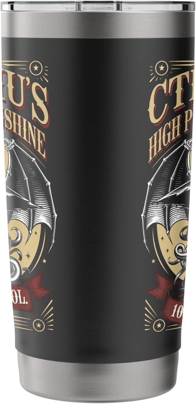 Cthulhu Moonshine Label, Funny Cosmic Horror Cthulhu Stainless Steel Insulated Tumbler