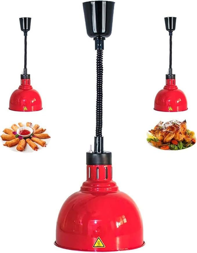 Food Heating lamp Commercial, Hanging Food Heater lamp, Suitable for Buffet Professional Kitchen Heating Equipment, Suitable for Buffet Food Court Restaurants, Restaurant Equipment (red)