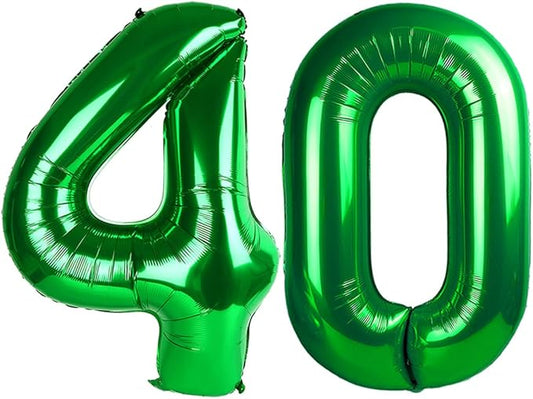 40 Number Balloons, 40 Inch Dark Green 40th Birthday Decoration for Women & Men, Large Foil Party Decorations for Engagement Celebration Memorial Day's Supplies