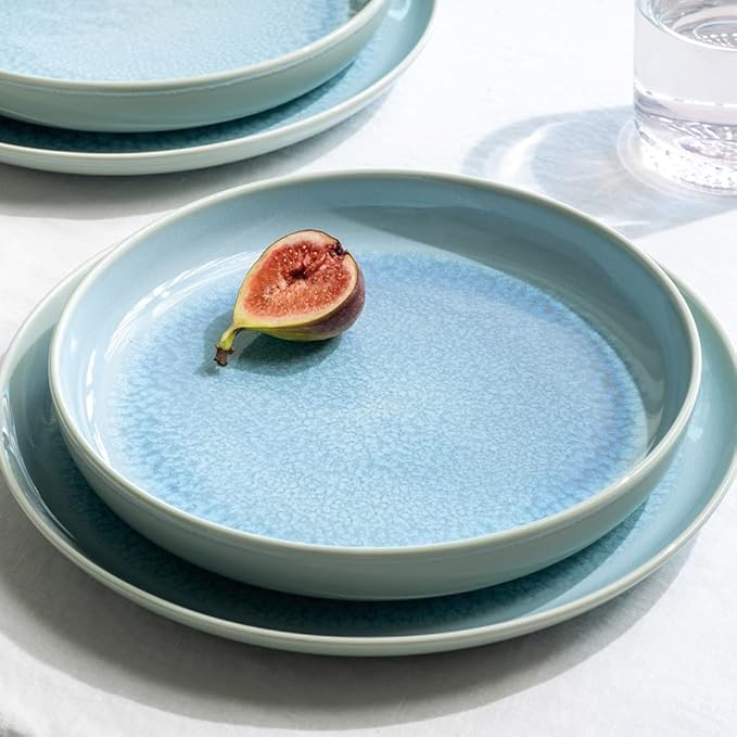 Villeroy & Boch like Crafted Blueberry Deep Plate/Pasta Bowl, Premium Porcelain, Dishwasher and Microwave Safe, 8.5 x 1.5 in, 27.75 oz Capacity, Turquoise