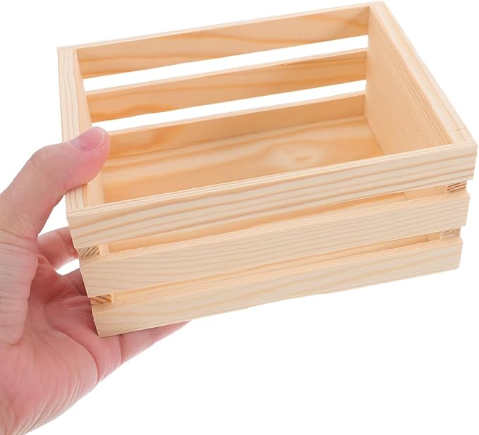 Cabilock Wooden Crates For Desktop Storage, Creative Wooden Box Wood Crate for Display Home Office，Farmhouse Detachable Kitchen Fruits Vegetable Food Craets