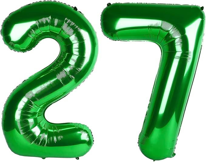 40 Inch Dark Green 27 Number Balloonss, Big 72 Balloons for Women Men, Birthday Party Decorations for Wedding, Celebration, Graduation, Photo Prop