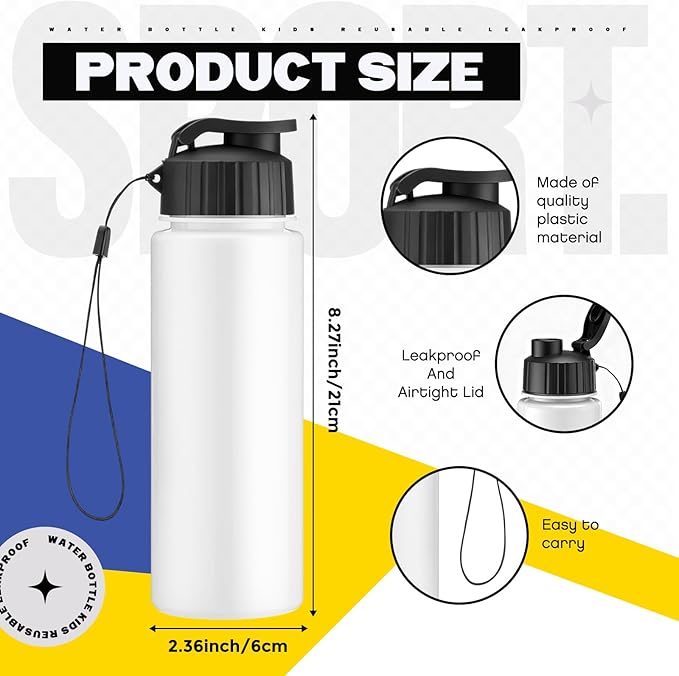 Mifoci 20 Pieces Water Bottle Bulk 17 oz Plastic Water Bottles Bulk Gym Sports Adults Reusable Large Bottles with Leak Proof Flip Top for Party Outdoor (Solid White)