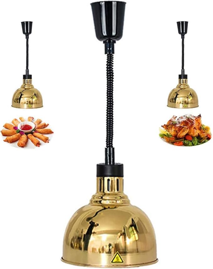 Food Heating lamp Commercial, Hanging Food Heater lamp, Suitable for Buffet Professional Kitchen Heating Equipment, Suitable for Buffet Food Court Restaurants, Restaurant Equipment (Gold)