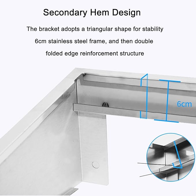 Wall Mounted Commercial Restaurant Sink, Utility Laundry Portable Handwashing Station, Stainless Steel Space Saver Hand Wash Sink with Faucet and Drain, Suitable for,42x37cm-Hot and cold water