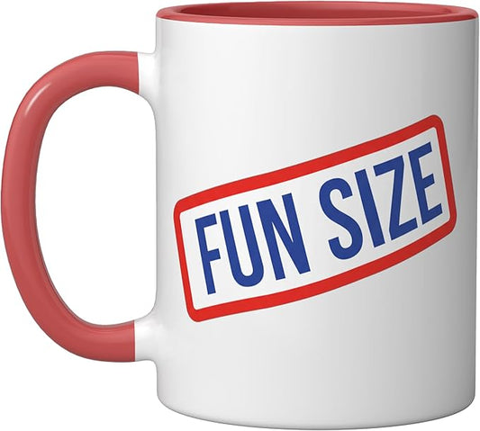 Fun Size Bold Retro Label Funny Candy Snack Humor Ceramic Mug, Red/White