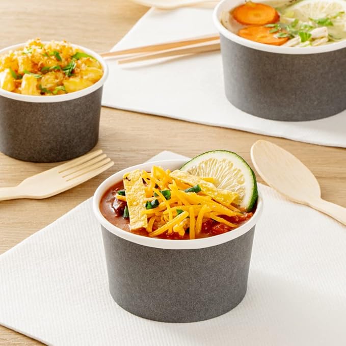 Coppetta 5-Ounce Dessert Cups, 50 Disposable Ice Cream Cups - Lids Sold Separately, Sturdy, Gray Paper Frozen Yogurt Bowls, For Hot And Cold Foods, Perfect For Gelato Or Mousse - Restaurantware