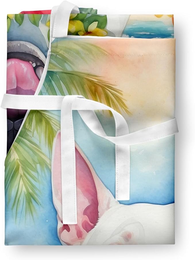 Caroline's Treasures Bull Terrier Luau Apron Cooking Kitchen Server Baking Crafts Gardening for Adult Women Men, Unisex, Large, Multicolor