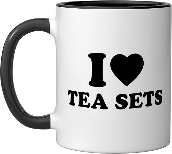 I Love Tea Sets Ceramic Mug, Black/White
