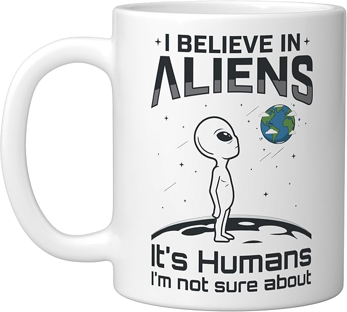 Alien Believer UFO Extraterrestrial Space Lover Ceramic Mug, White