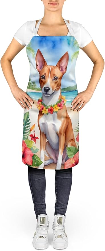 Caroline's Treasures Basenji Luau Apron Cooking Kitchen Server Baking Crafts Gardening for Adult Women Men, Unisex, Large, Multicolor