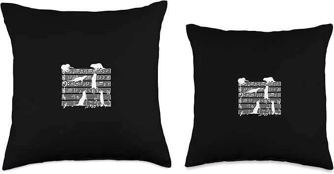 Music Notes with Meerkat on Music Sheet - Music Teacher Throw Pillow