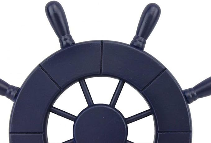 Hampton Nautical Wheel-9-104 Decorative Ship Wheel, 9", Dark Blue
