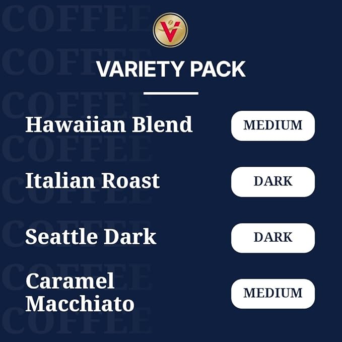 Victor Allen's Coffee Variety Pack (Kona Blend,Italian Roast,Seattle Dark,Caramel Macchiato),Serve Coffee Pods for Keurig K-Cup Brewers,96 Count (Pack of 2)