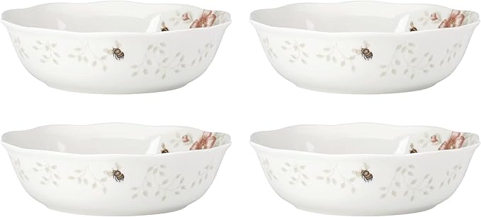 Lenox Butterfly Meadow Soup Bowls Set of 4, Service For 4, Dishwasher Safe, 32-Fl Oz Capacity, 7.75-Inch Diameter, 4-Piece Soup Bowl Set