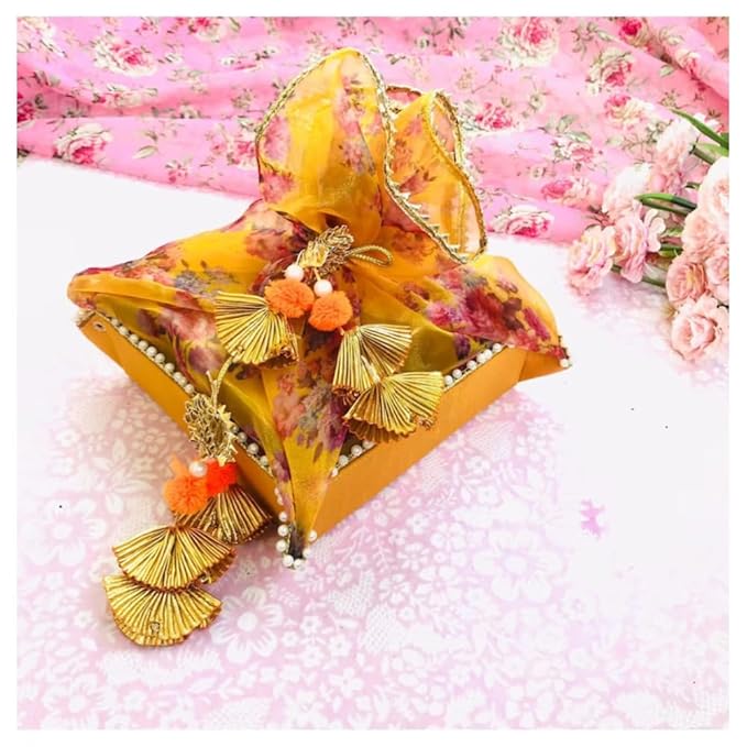 IGH Beautifully Crafted Shagun and Mithai Baskets for Weddings and Special Occasions, Indian Traditional Housewarming Return Gift. (Multi, 10x10x3 Inches)
