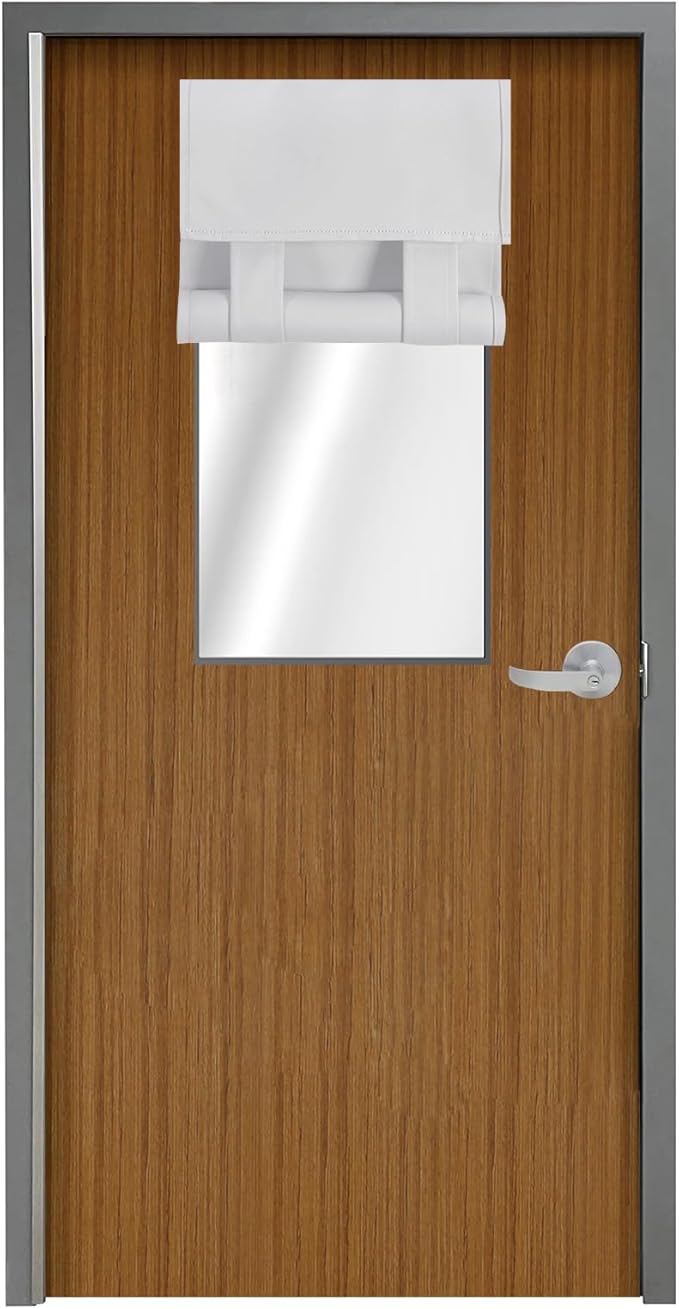 WdFour Classroom Door Cover,Blackout Shades for Classroom Windows and Doors，Privacy,Room Darkening Design Blocks Views, Classroom Window Cover Lockdown. (12W x 30L Inches, 1 Panel, Greyish White).