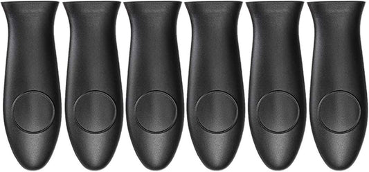 Silicone Hot Handler Holder Reusable Diswasher 6 Pcs Heat Resistant Pot Handle Sleeve Non-Slip Potholder Dishwasher Safe Rubber Grip Handle Cover For Pans, Cast Iron, Griddles, Cookware Handles Black