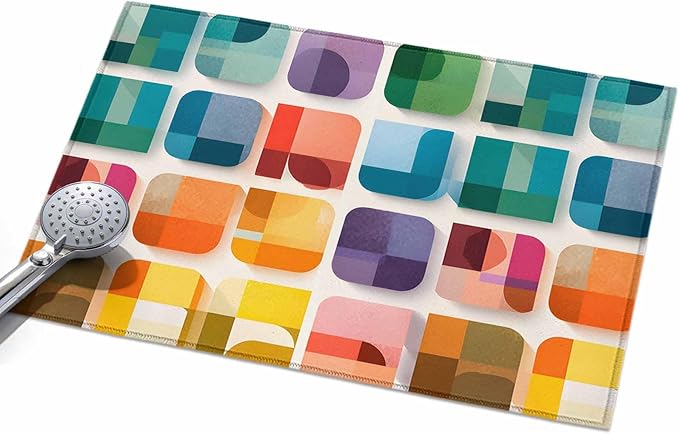Area Rug 2x3ft, Modern Geometric Squares Washable Rugs for Living Room Bedroom, Colorful Abstract Art Soft Non-Slip Area Rugs Rectangle Floor Carpet for Dining Room