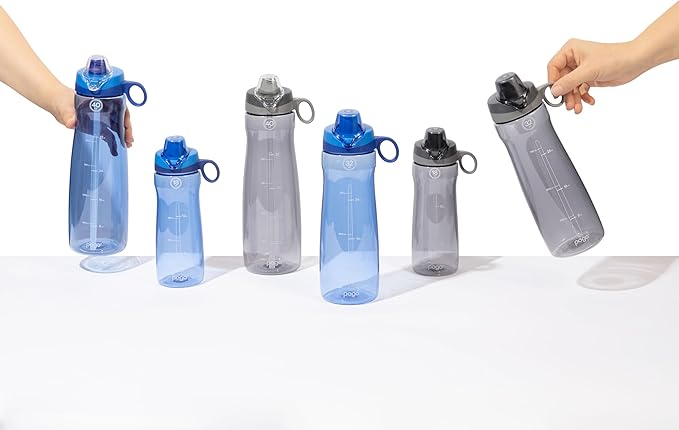 Pogo Plastic Water Bottle with Chug Lid and Carry Handle, Reusable, BPA Free, Dishwasher Safe, Perfect for Travel, School, Outdoors, and Gym | 18oz, 32oz, 40oz, 64oz