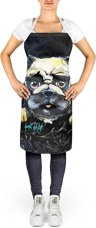 Caroline's Treasures Pug It Out Apron Cooking Kitchen Server Baking Crafts Gardening for Adult Women Men, Unisex, Large, Multicolor