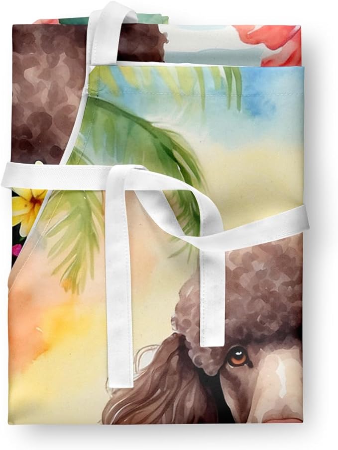 Caroline's Treasures Chocolate Poodle Luau Apron Cooking Kitchen Server Baking Crafts Gardening for Adult Women Men, Unisex, Large, Multicolor