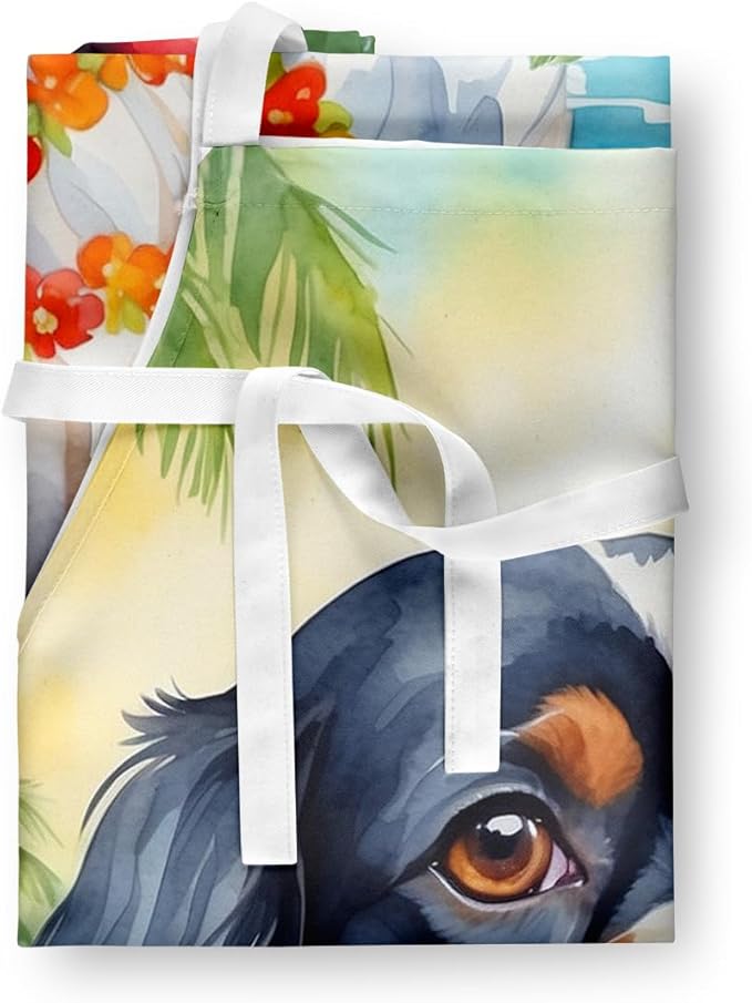 Caroline's Treasures Cavalier Spaniel Luau Apron Cooking Kitchen Server Baking Crafts Gardening for Adult Women Men, Unisex, Large, Multicolor