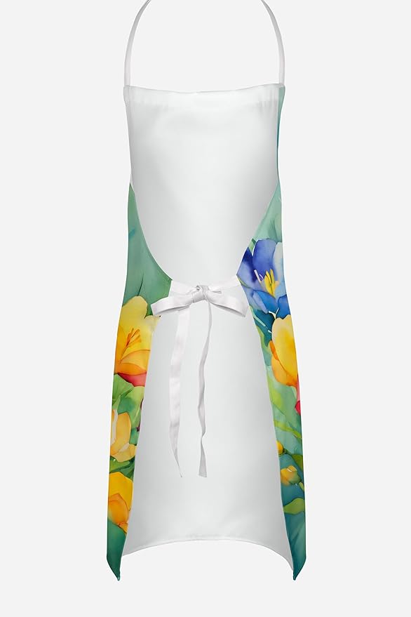 Caroline's Treasures Freesias in Watercolor Apron Cooking Kitchen Server Baking Crafts Gardening for Adult Women Men, Unisex, Large, Multicolor