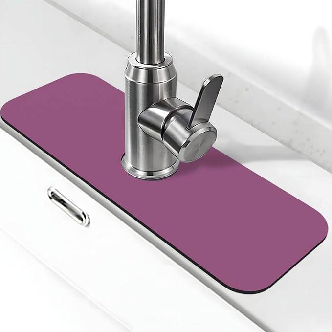 Solid Color Grape red Printed Faucet Absorbent mat, Suitable for bathrooms, Kitchens, and Other Sink Areas.