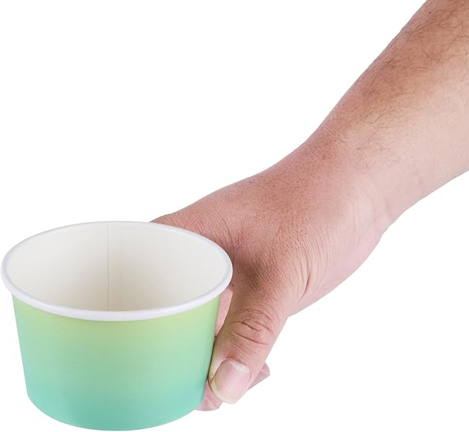 Restaurantware Ice Cream Cups 50 Pack of 8 oz Leak-Resistant Disposable Dessert Bowl Frozen Yogurt Cup Round Paper Container For Cold And Hot Desserts