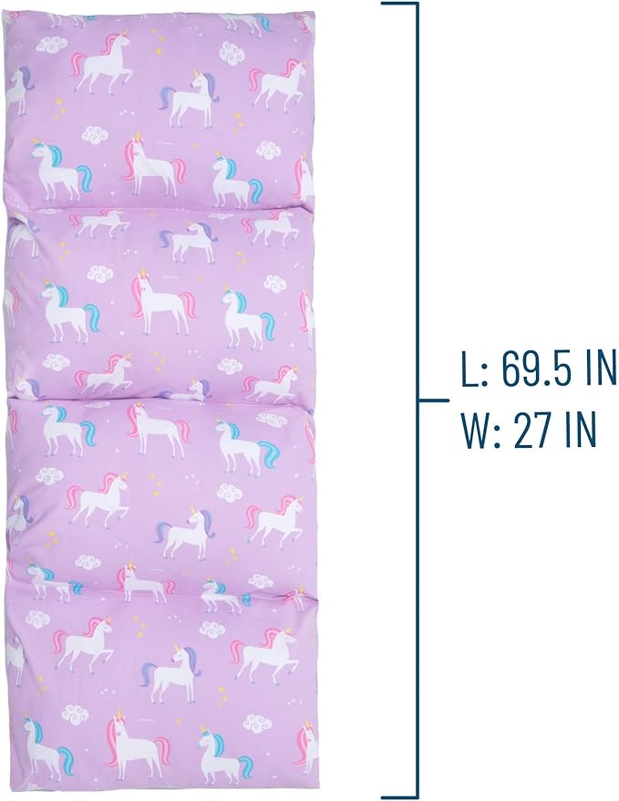 Wildkin Kids Pillowcase Lounger Cover – Travel-Friendly Sleepover Lounger, Fits Standard Pillows (Pillows Not Included), Soft Cotton Blend, Fun Patterns for Boys & Girls - Unicorns