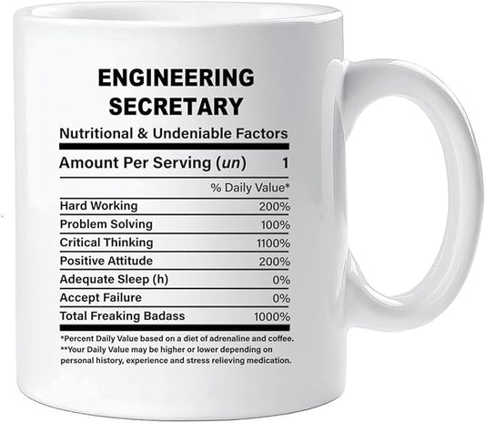 Funny Gift for Engineering Secretary, Engineering Secretary Nutrition Mug, Best Engineering Secretary Gift Ideas, Graduation, Funny Engineering Secretary Birthday Mug