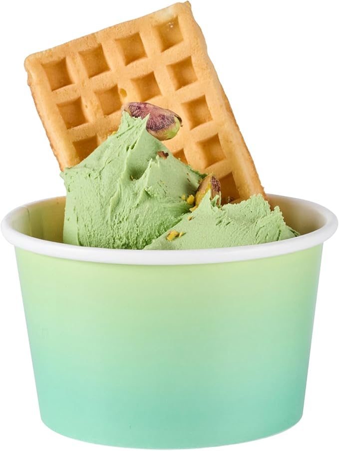Restaurantware Ice Cream Cups 200 Pack of 8 oz Leak-Resistant Disposable Dessert Bowl Frozen Yogurt Cup Round Paper Container For Cold And Hot Desserts