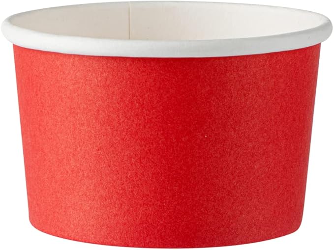 Coppetta 3-Ounce Dessert Cups, 200 Disposable Ice Cream Cups - Lids Sold Separately, Heavy-Duty, Red Paper Frozen Yogurt Bowls, For Hot And Cold Foods, Perfect For Gelato Or Mousse - Restaurantware