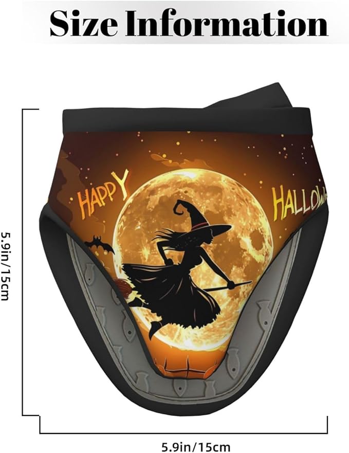 2 Pcs Mini Silicone Oven Mitts Happy Halloween Night Heat Resistant Grill Gloves with Hanging Loop, Witch Pumpkins Short Kitchen Mittens for Cooking Baking BBQ