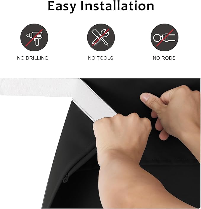 WdFour Blackout Curtains for Small Windows 24x18 Inches - Room Darkening Tie-Up Shade for Door Sidelight & Glass Windows, Solid Color Black, 1 Panel