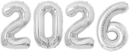 16 Inch 2026 Balloons Number 2026 Foil Balloons for New Years Eve Party Supplies Anniversary Party Graduation Decorations Home Office Decoration, Silver