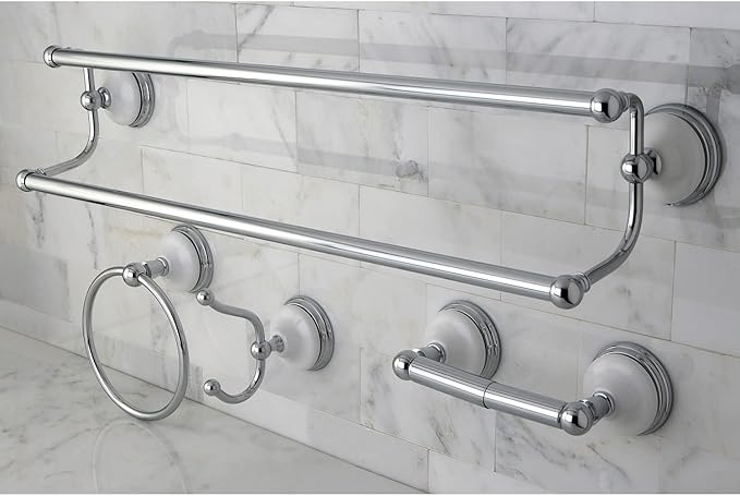 Kingston Brass BAK1113478ORB Victorian 4-Pieces Dual -Towel Bar Bathroom Hardware Set, 24 inch Length, Oil Rubbed Bronze